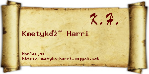 Kmetykó Harri névjegykártya
